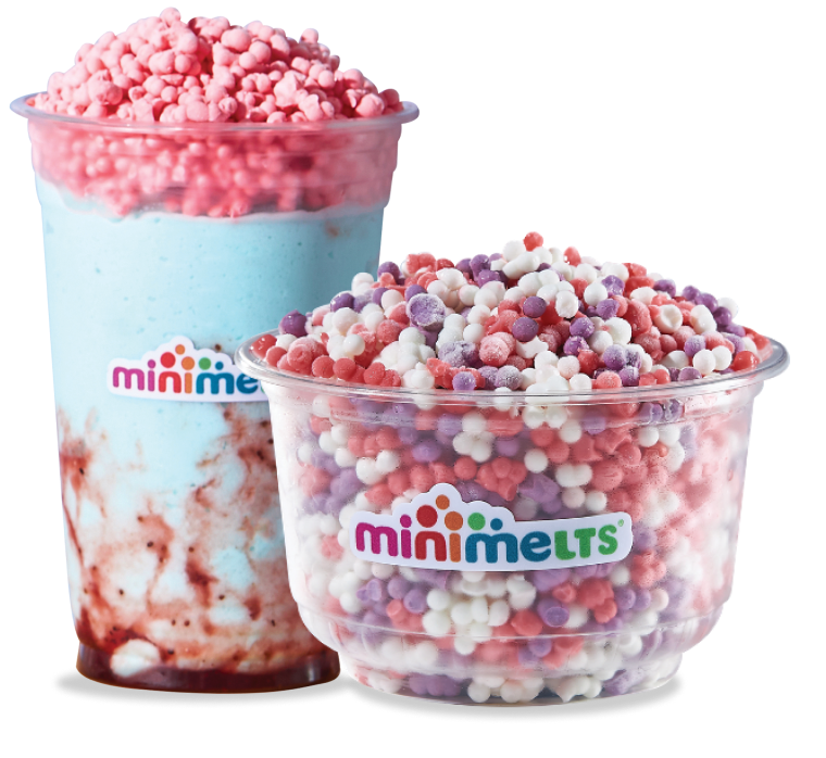 Minimelts ice cream beads and chocolate cake